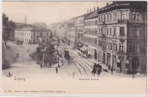 50620 Ak Leipzig Bayersche Strasse mit Kaufhaus und Geschäften um 1900