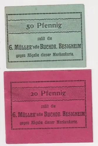 20 & 50 Pfennig Banknoten Notgeld G.Müller`sche Buchdr. Besigheim (144595)