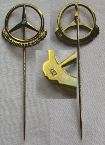 Firmen Anstecknadel Mercedes 1.000.000km - 333er Gold mit Saphir (171889)
