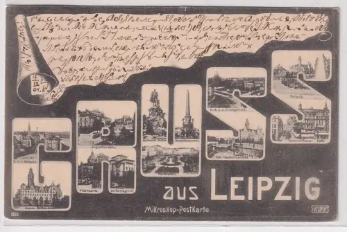33128 Mikroskop Postkarte Gruss aus Leipzig 1904