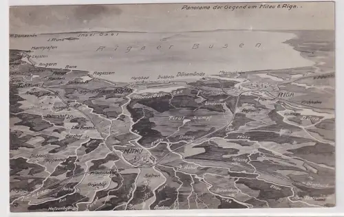 14505 Ak Panorama der Gegend um Mitau (Jelgava) & Riga um 1915