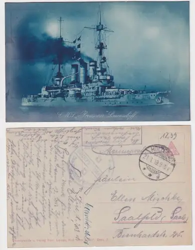22076 Feldpost Ak S.M.S. "Preussen" Linienschiff 1918