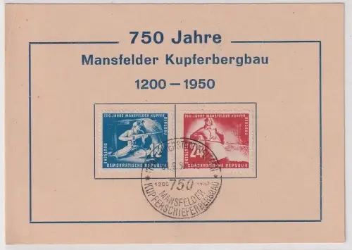 60666  DDR Schmuckkart FDC 750 Jahre Mansfelder Kupferbergbau 1950