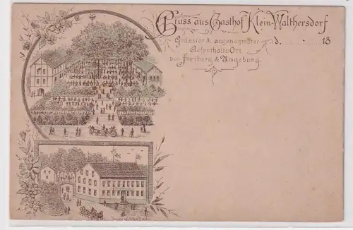 94146 seltene Vorläufer Ak Gruß aus Gasthof Klein Walthersdorf um 1895