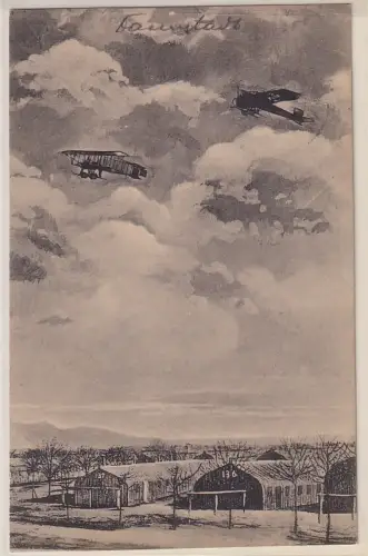 906988 Ak Fliegergruß vom Truppenübungsplatz bei Darmstadt 1915
