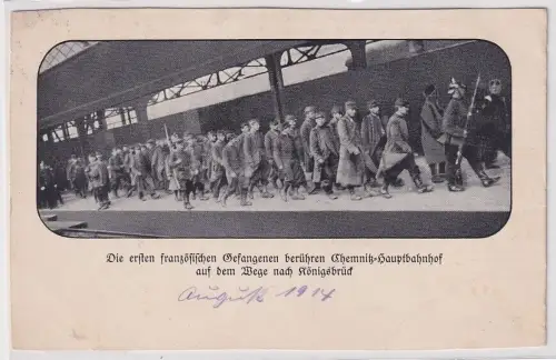 97498 Ak Die ersten französischen Gefangenen in Chemnitz 1914