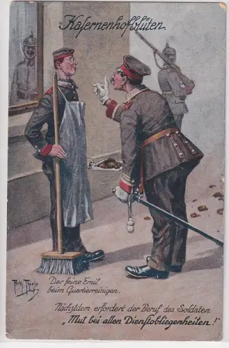 96084 Künstler-AK Arthur Thiele „Kasernenhofblüten " Soldatenhumor um 1915