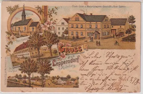 52690 Ak Lithographie Gruß aus Leppersdorf bei Radeberg Gasthof usw. 1904