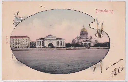 97902 Malerpalette Ak St. Petersbourg  Stadtansicht 1905