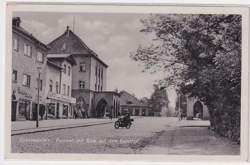 57025 Ak Birkenwerder. Postamt mit Blick auf den Bahnhof 1960