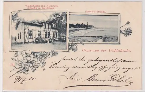 96370 Ak Gruss von der Waldschenke. Horst am Strande. Schleffin a. d Ostsee 1900