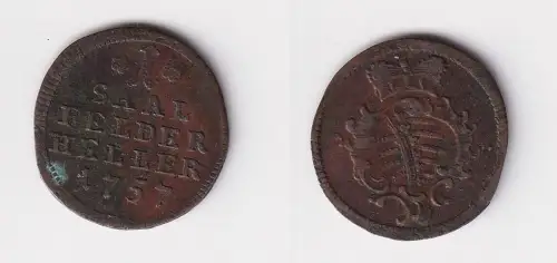 1 Heller Kupfer Münze Sachsen Coburg Saalfeld 1757 ss (117713)
