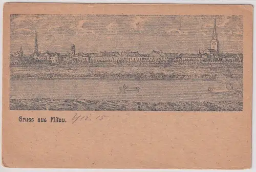 54703 Ak Gruss aus Mitau Jelgava Stadtansicht Feldpost 1915