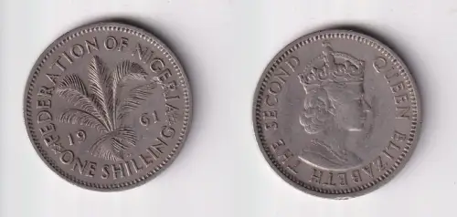 1 Shilling Kupfer Nickel Münze Nigeria 1961 ss (169805)