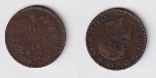 10 Centesimi Kupfer Münze Italien 1866 N f.ss (103211)