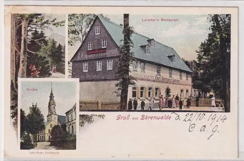 36278 Ak Gruß aus Bärenwalde Leistner´s Restaurant 1914