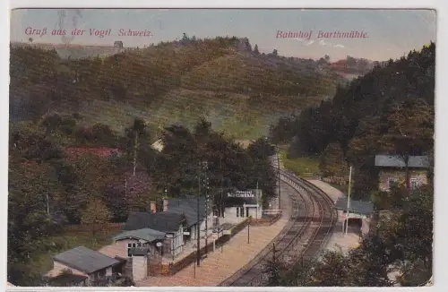 15126 Ak Bahnhof Barthmühle Gruß aus der Vogtl. Schweiz 1917