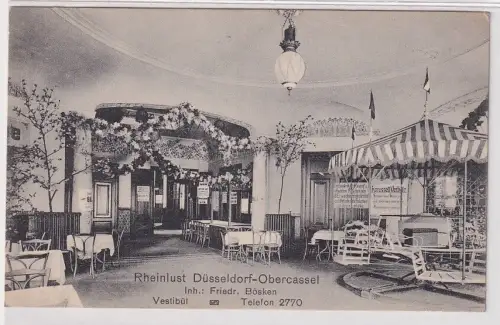 54506 Ak Rheinlust Düsseldorf-Obercassel Vestibül um 1910