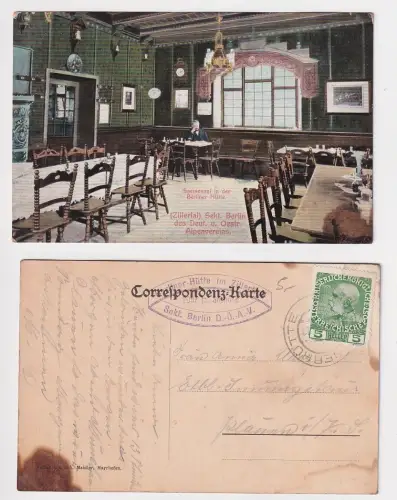 00673 Ak Zillertal Berliner Hütte Dt. Alpenverein Speisesaal 1911