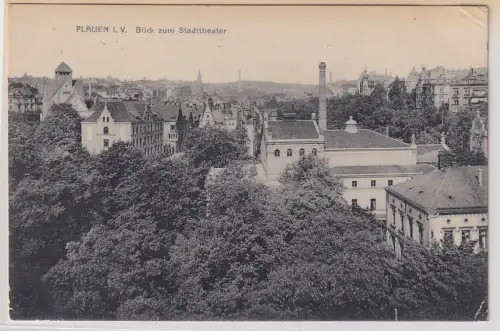 80403 Ak Plauen i.V. Blick zum Stadttheater um 1920