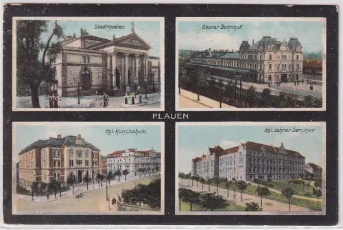 87588 Mehrbild Ak Plauen Oberer Bahnhof, Kunstschule, Theater, Seminar um 1920