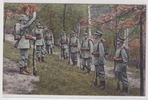 64195 Feldpost AK 2. Kgl. Sächs. Jäger Bataillon Nr. 13 (Felduniform) 1914