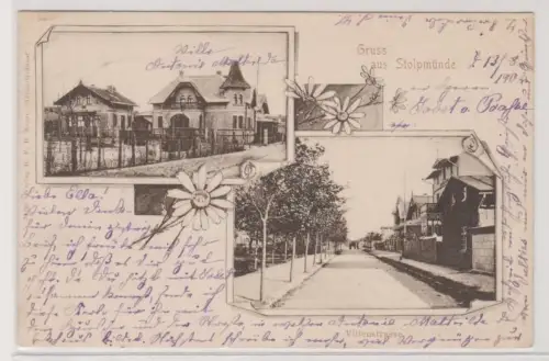 90420 Mehrbild Ak Gruß aus Stolpmünde Villenstrasse 1902