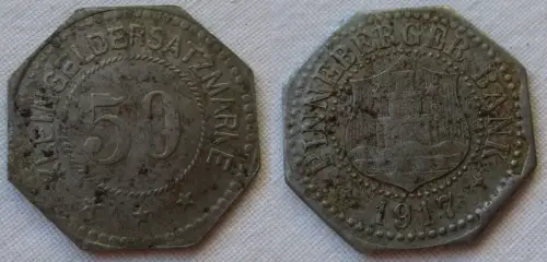 50 Pfennig Notgeld Eisen Münze Pinneberger Bank 1917 (137313)