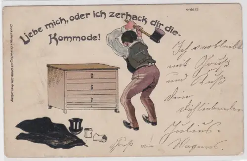 58883 Künstler Ak Bruno Bürger Leipzig No. 6653 Liebe mich, oder ich...1904