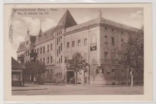 81267 Ak Stolp Słupsk in Pommern Bahnhofshotel 1931