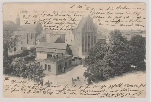 95251 Ak Stolp Słupsk in Pommern Blick vom Feuerwehrturm 1905