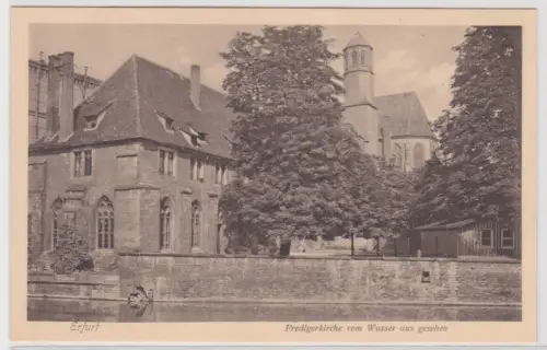 99349 Ak Erfurt Predigerkirche vom Wasser aus gesehen um 1930