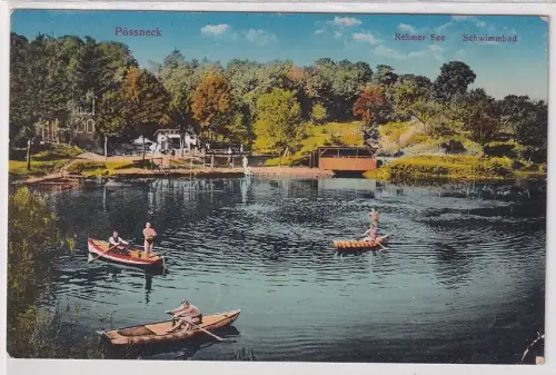 36964 Ak Pössneck - Rehmer See, Schwimmbad, Moor-u. Familienbad R.Schneider 1915