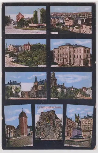 71341 AK Crimmitschau - Straßenansichten, König Albert-Denkmal, Roter Turm 1911