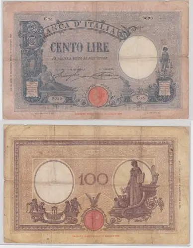 100 Lire Banknote Italien Italia 1925 PIC 39 (144738)