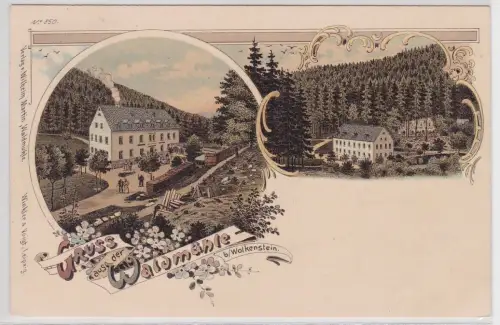03609 Ak Lithographie Gruß aus der Waldmühle bei Wolkenstein 1897