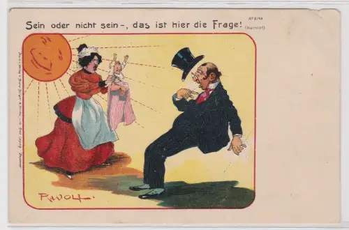 90465 Künstler AK Bruno Bürger Leipzig No. 6140 Sein oder nicht sein.. R. Wolf