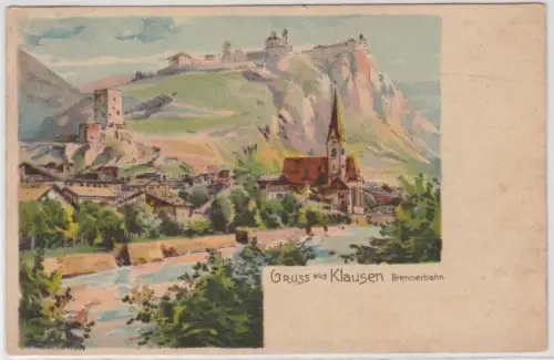 93277 Ak Lithographie Gruß aus Klausen Brennerbahn 1901