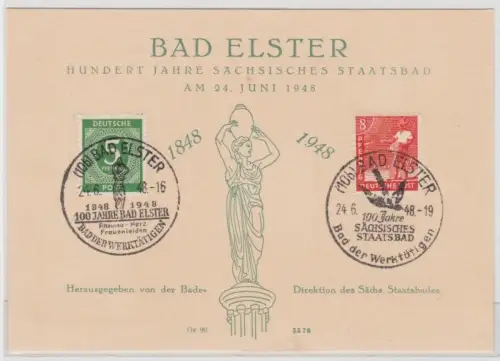 96393 Schmuckblatt SBZ Bad Elster 100 Jahre sächsisches Staatsbad 1848-1948