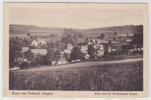 66649 AK Gruss aus Drebach - Blick nach der Wolkensteiner Strasse 