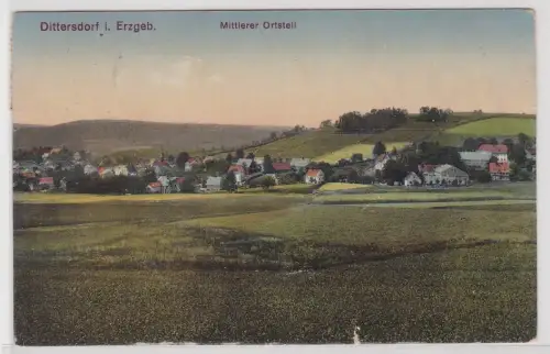 13698 Ak Dittersdorf im Erzgebirge mittlerer Ortsteil 1918