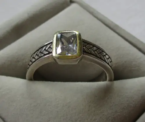 eleganter 925er Sterling Silber Ring mit blauem Schmuckstein (153513)