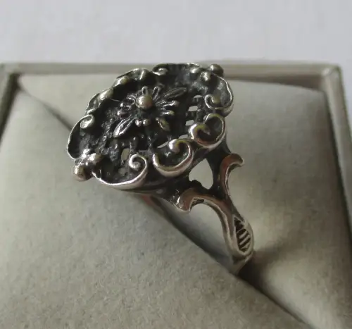 eleganter 925er Sterling Silber Ring mit Blütenmuster im Jugendstil (158716)