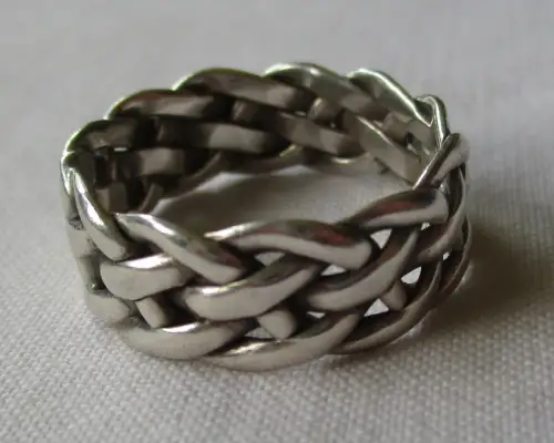 eleganter 925er Sterling Silber Ring mit Ringband im Flechtmuster (159609)