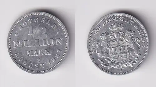 1/2 Million Mark Aluminium Münze Freie Hansestadt Hamburg 1923 (140942)