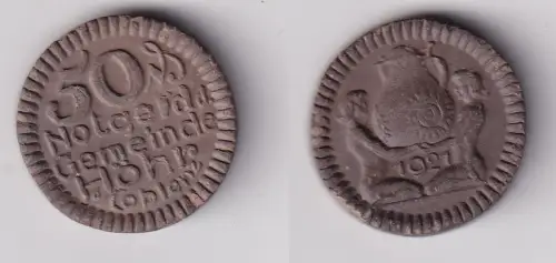 50 Pfennig Porzellan Notgeld der Gemeinde Höhr b. Coblenz 1921 (141481)