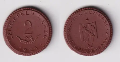 Metallwarenfabrik Wittig und Schwabe Lengefeld Porzellan Notgeld 2 Mark (149198)