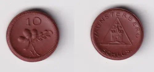 10 Pfennig Porzellan Not Münze Münsterberg Schlesien (145376)