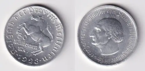 50 Millionen Mark Not Münze Provinz Westfalen 1923 vz (145347)