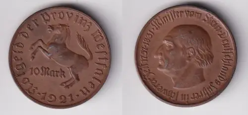 10 Mark Notgeld der Provinz Westfalen 1921 Jäger N 13 vz  (140199)